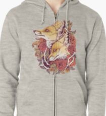Red Fox Bloom Zipped Hoodie