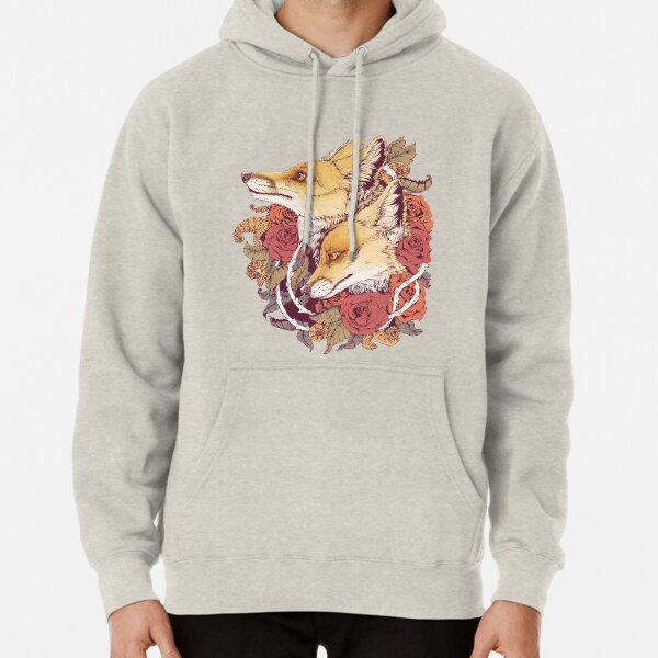Red Fox Bloom Pullover Hoodie