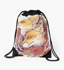 Red Fox Bloom Drawstring Bag
