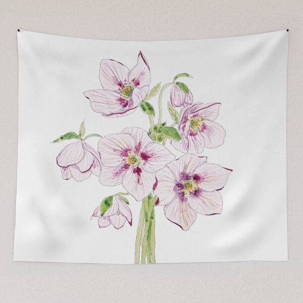Item preview, hand painted purple hellebores flower watercolor  designed and sold by SelenePaintings .