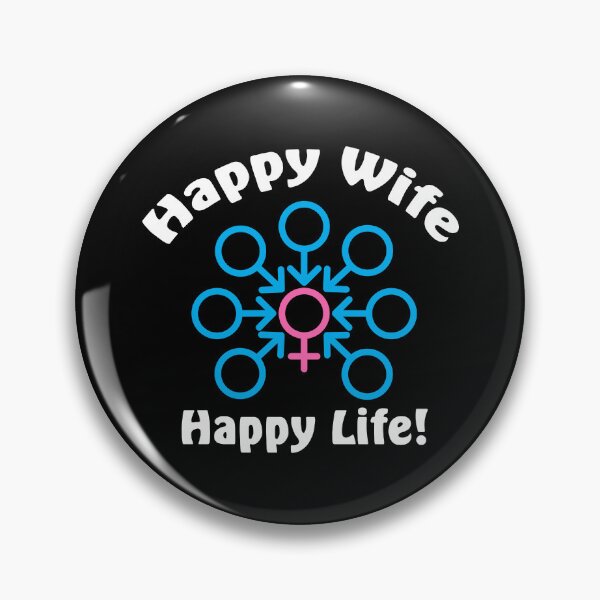 Artikelvorschau, Happy Wife, Happy Life Gangbang - Swinger-Lifestyle-Design. Für dunkle Farben. entworfen und verkauft von swingersshop.