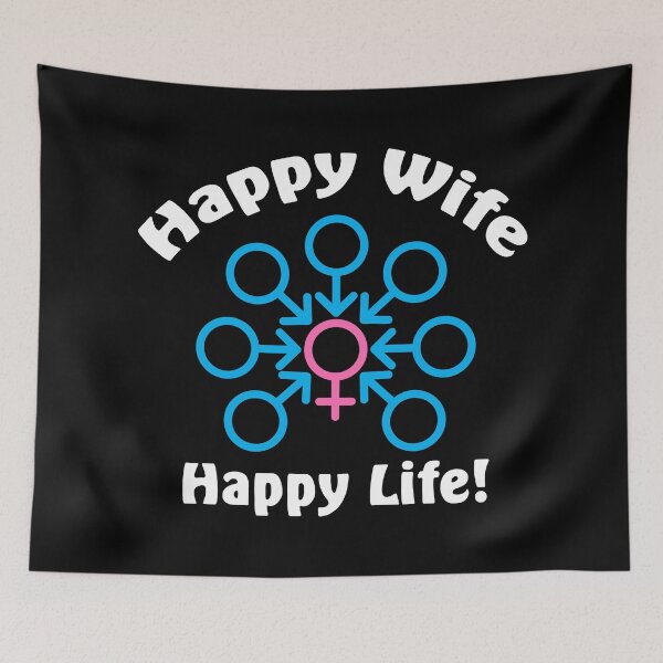 Item preview, Happy Wife, Happy Life Gangbang - Swinger Lifestyle Design. For dark colors. designed and sold by swingersshop.