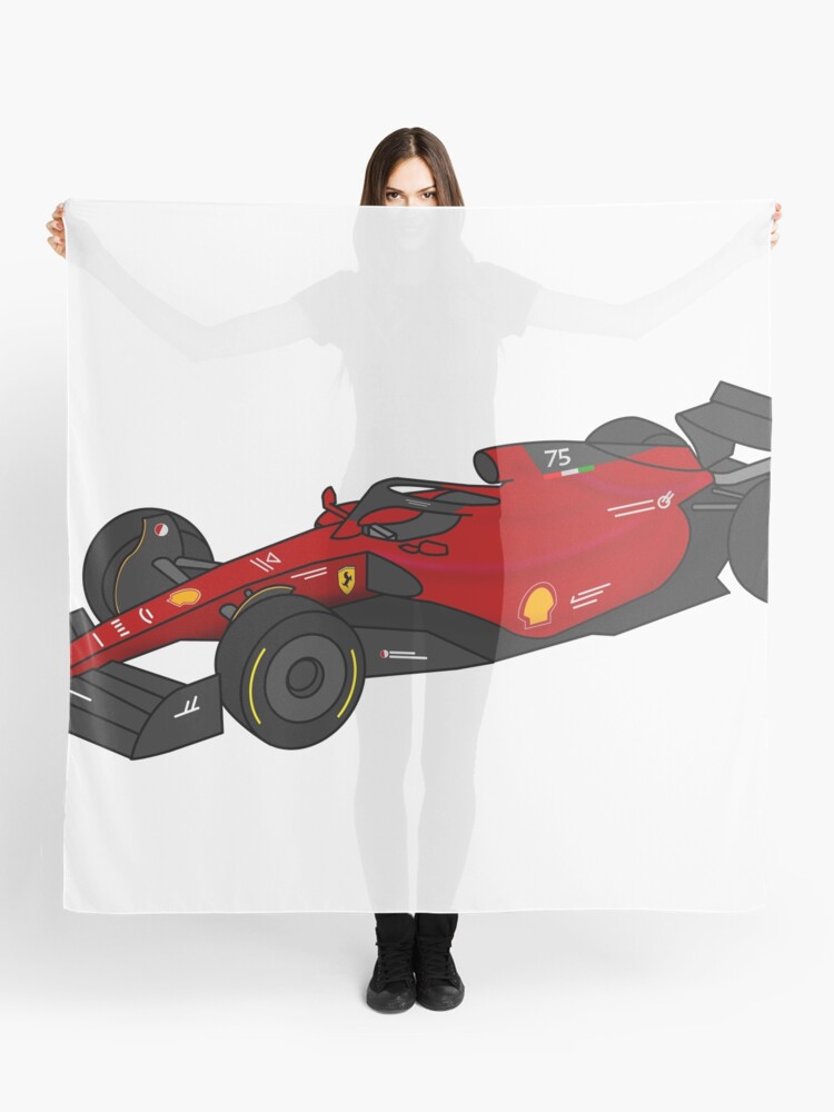 Foulard En Pure Soie Ferrari Formule 1 - Peint à La Main, Ourlets Roulés Main - Liga Kandele - Neuf étiqueté