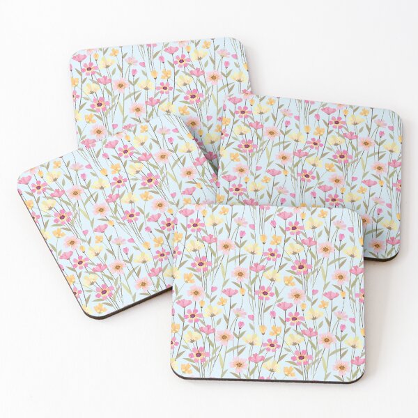 Item preview, Field of pretty pastel flowers: pinks and yellows designed and sold by Becky Hunter.
