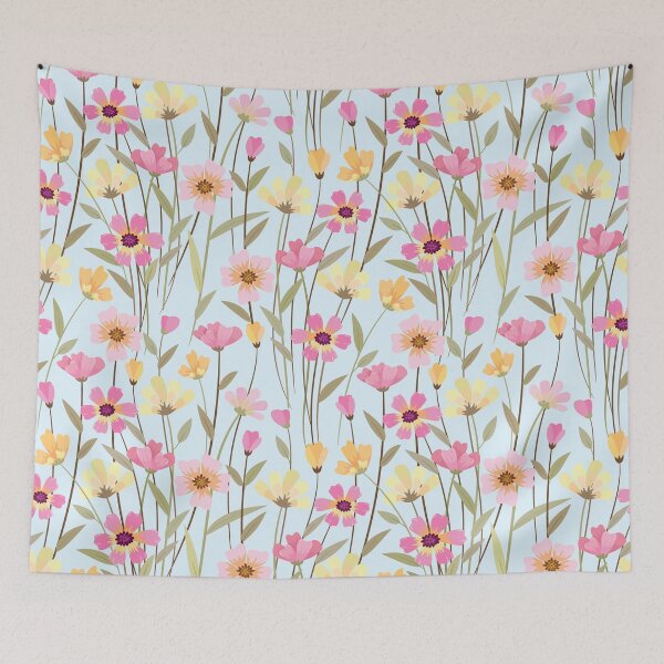 Item preview, Field of pretty pastel flowers: pinks and yellows designed and sold by Becky Hunter.