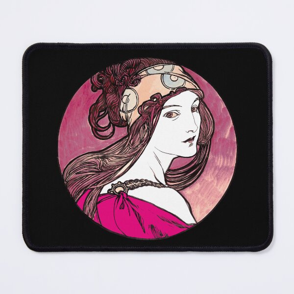 Artikelvorschau, Rosa Jugendstil-Buntglasfenster von Alphonse Maria Mucha, Alfons Mucha, Mucha Alphonse Art, entworfen und verkauft von Tamas Das.