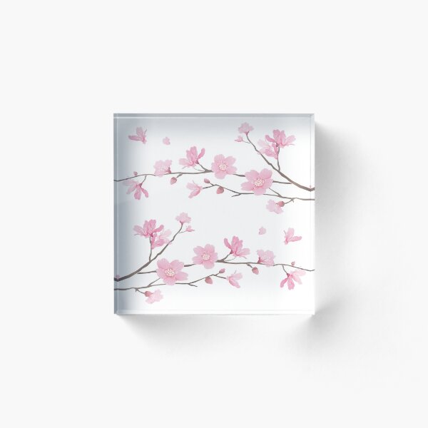 Cherry Blossom - Transparent Background Acrylic Block