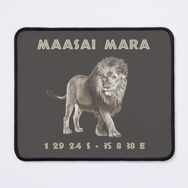 Item preview, Majestic Lion Maasai Mara Geographical Coordinates African Safari Wildlife  designed and sold by ElJimmo.