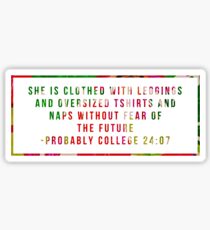 College Biblical Quote - Red Floral Sticker
