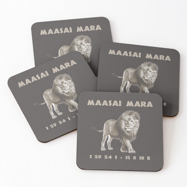 Item preview, Majestic Lion Maasai Mara Geographical Coordinates African Safari Wildlife  designed and sold by ElJimmo.