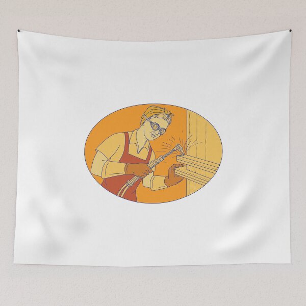 Item preview, Female Welder Acetylene Welding Vintage Mono Line designed and sold by patrimonio.