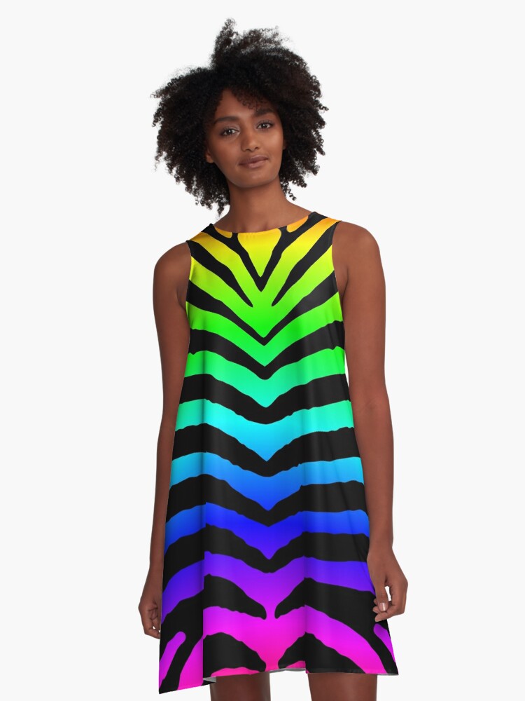 rainbow animal print dress