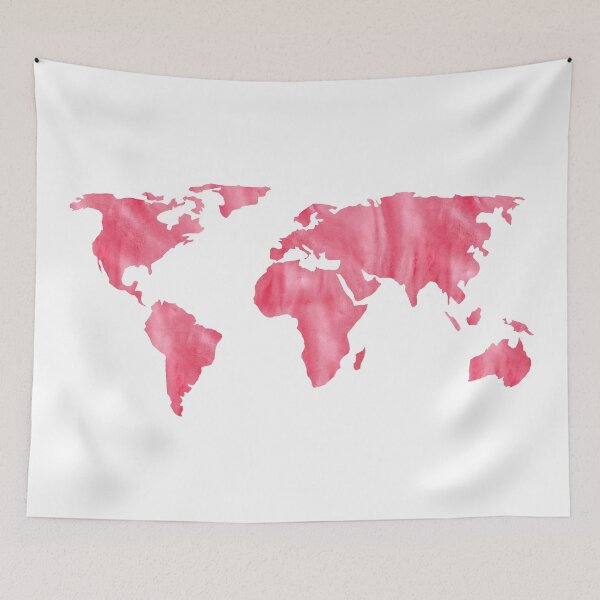 Item preview, World Map Pink Watercolor designed and sold by naturemagick.