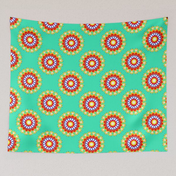Item preview, Flower, colorful flowers on a green background designed and sold by Chamaiporn Pangtorn.