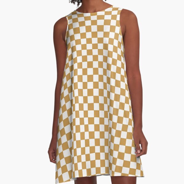 90s nostalgia retro checkerboard - sunset A-Line Dress