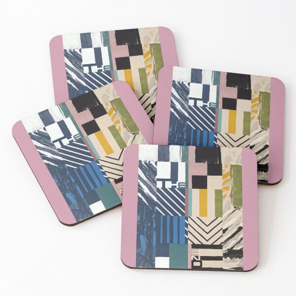 Item preview, The End Cubic Abstract - geometric design  - half and half Pink orange black green cream blue, teal, white lilac designed and sold by SpArtk.