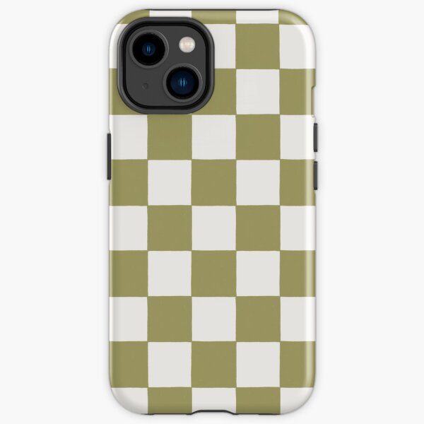 90s nostalgia retro checkerboard - olive iPhone Tough Case
