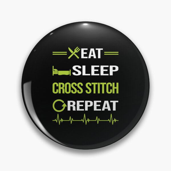 Item preview, Funny Eat Sleep Repeat Cross Stitching designed and sold by HappyTshirt1239.