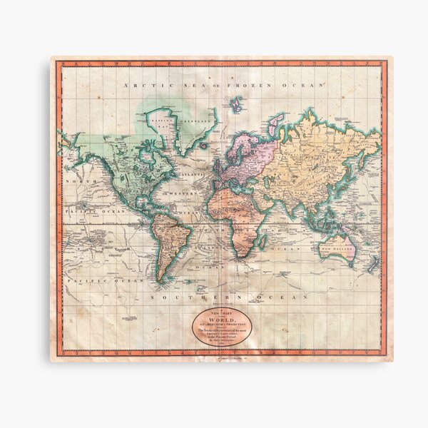Vintage World Map 1801 Metal Print