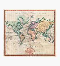 Vintage World Map 1801 Photographic Print