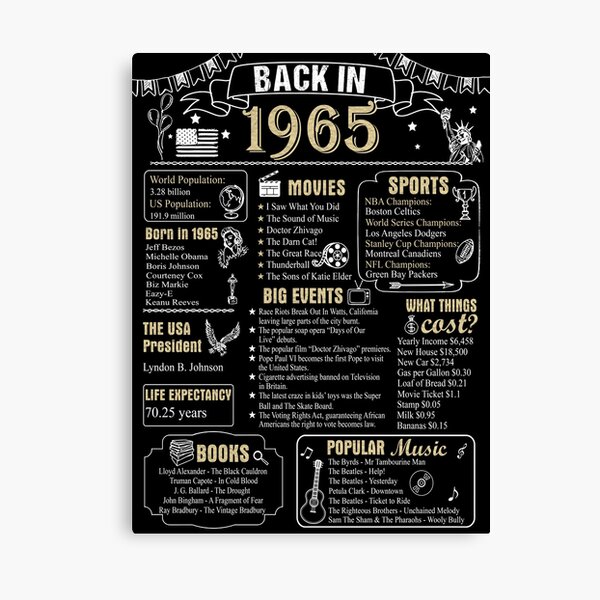 Artikel-Vorschau von Geburtstag Jubiläum 1965 Geschichte Damals im Jahr 1965, designt und verkauft von ltllima.