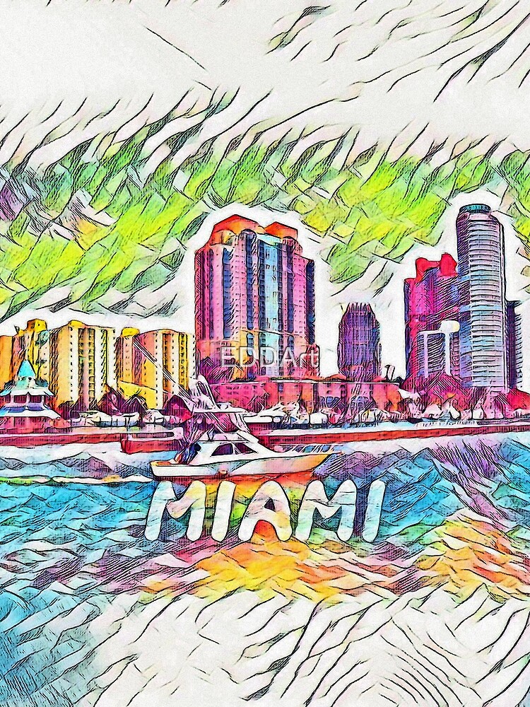 "City Abstract Painting MIAMI BEACH skyline" Sleeveless Top for Sale