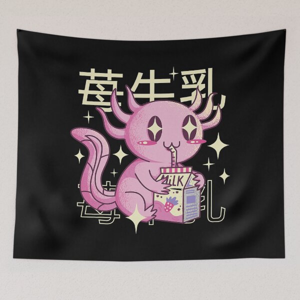 Item preview, Kawaii Axolotl Strawberry Milk Japanese designed and sold by Ala Muk.