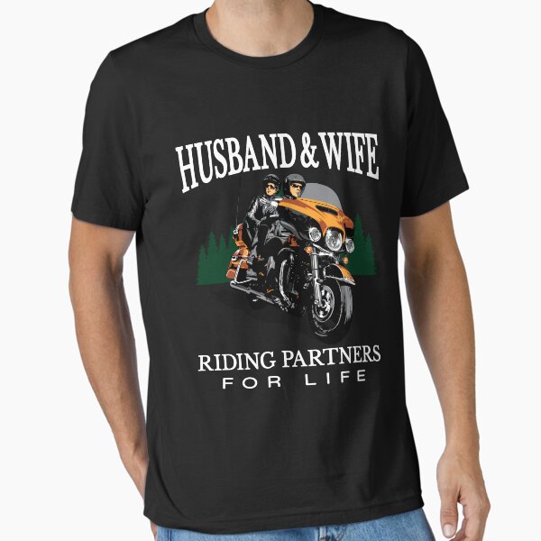 Husband \u0026 wife riding partners for life, Biker Essential T-Shirt