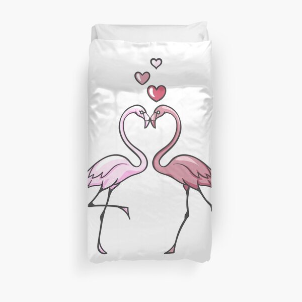 Flamingos In Love Duvet Cover
