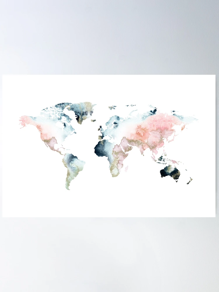 Pastel Watercolour World Map Wallpaper Mural