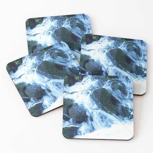 Item preview, River flow ,fern, rocks, flow, river, water, island, paradise, adventure, foam, blue, navy, aqua, summer, designed and sold by PrintedDreams.