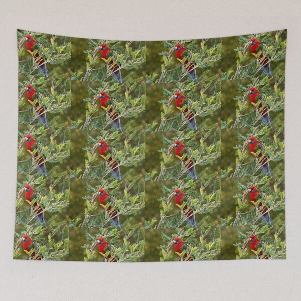 Item preview, CRIMSON PARROT AMONGST THE WATTLE designed and sold by kazaroodie.