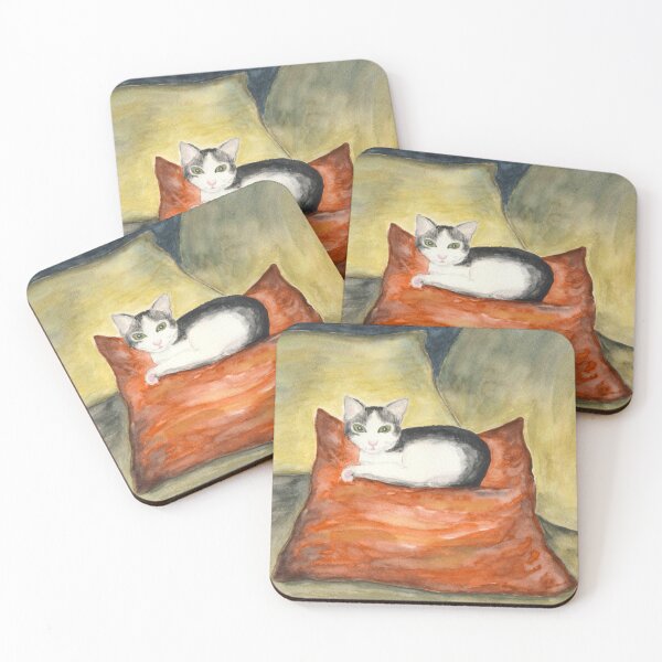 Item preview, Kitten on Silk Cushion designed and sold by CarolineLembke.