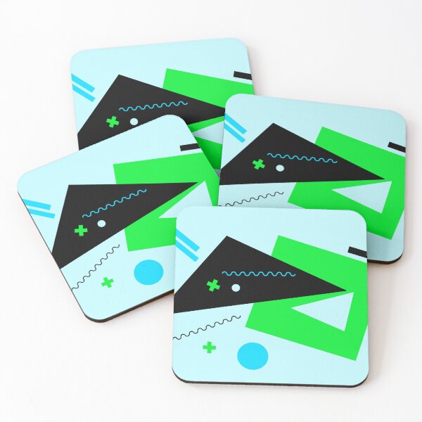 Item preview, Memphis Style Geometric - Turquoise and Neon Green designed and sold by TotallyRetroArt.
