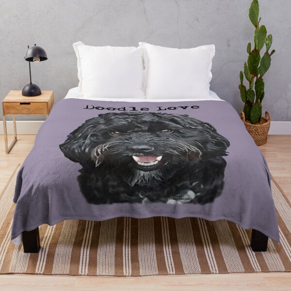 Black Doodle Dog  Throw Blanket