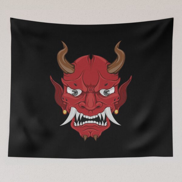 Item preview, Oni Japanese Horns Demon Mask designed and sold by BakaOutfit.