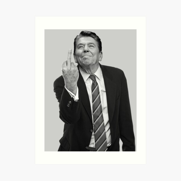 Ronald Reagan Flipping The Bird Art Print