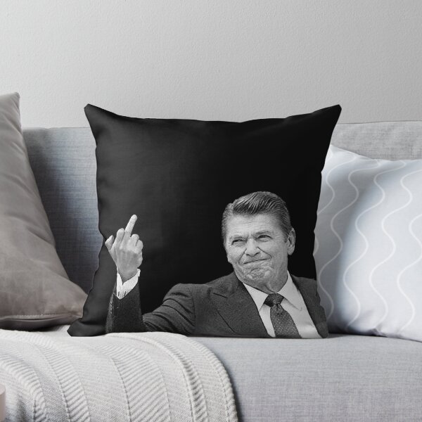Ronald Reagan Flipping The Bird Throw Pillow