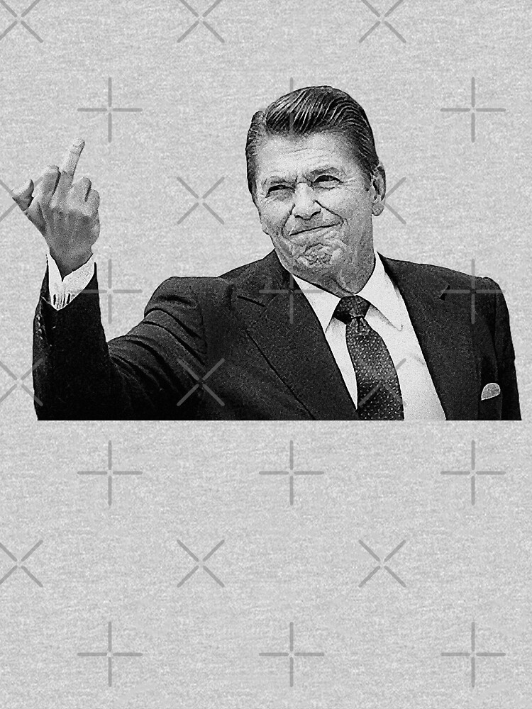 Thumbnail 5 of 5, Long Sleeve T-Shirt, Ronald Reagan Flipping The Bird  designed and sold by LibertyManiacs.