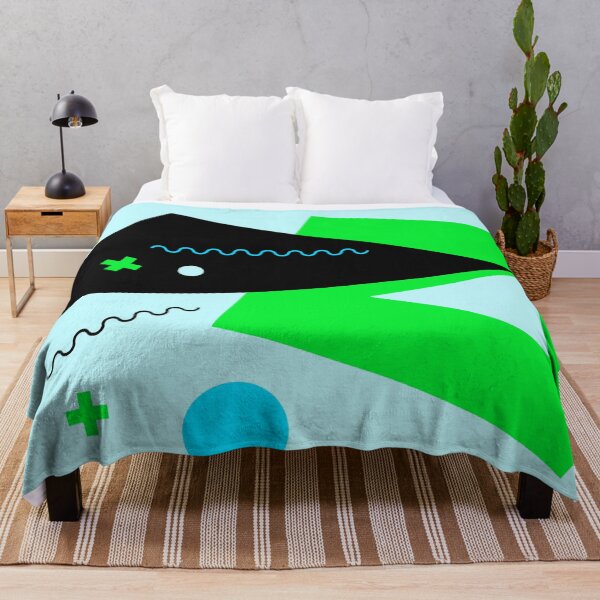 Item preview, Memphis Style Geometric - Turquoise and Neon Green designed and sold by TotallyRetroArt.