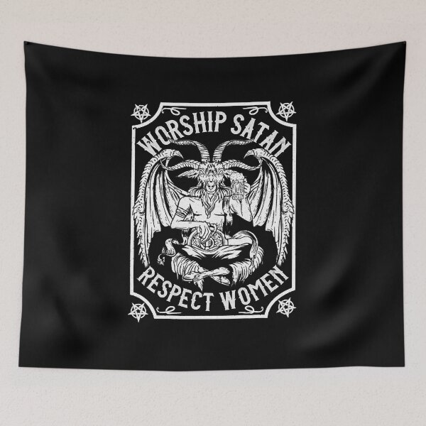 Item preview, Worship Satan Respect Women - Satanic Devil designed and sold by ZavenloS63.