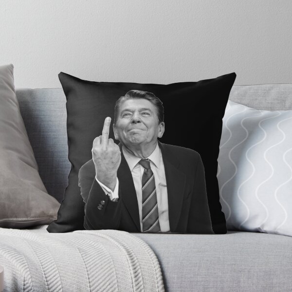 Ronald Reagan Middle Finger Throw Pillow