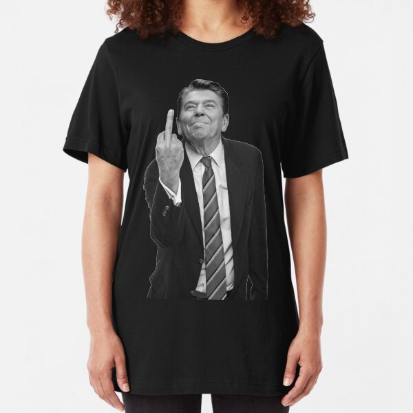 Ronald Reagan Middle Finger Slim Fit T-Shirt