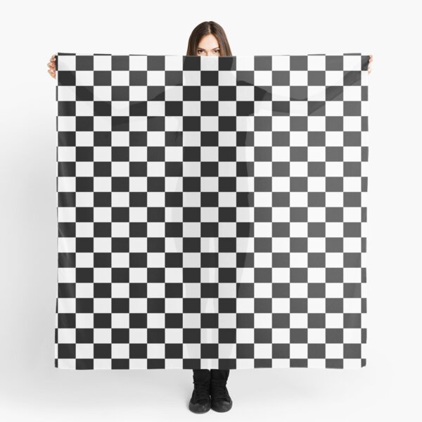 Black White Checker Design Bedspread - Mini Chess Sticker Scarf