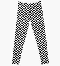 Black White Checker Design Bedspread - Mini Chess Sticker Leggings