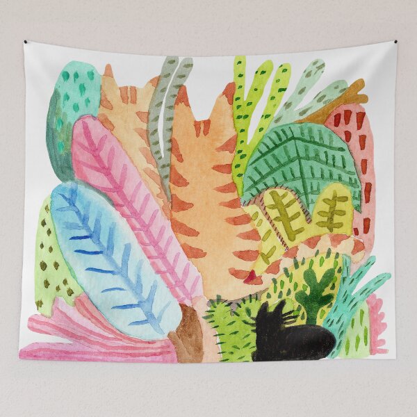 Item preview, Orange and black cat in the garden designed and sold by MarinaSotiriou.