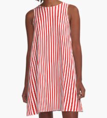 Red and White Striped Slimming Dress A-Line Dress