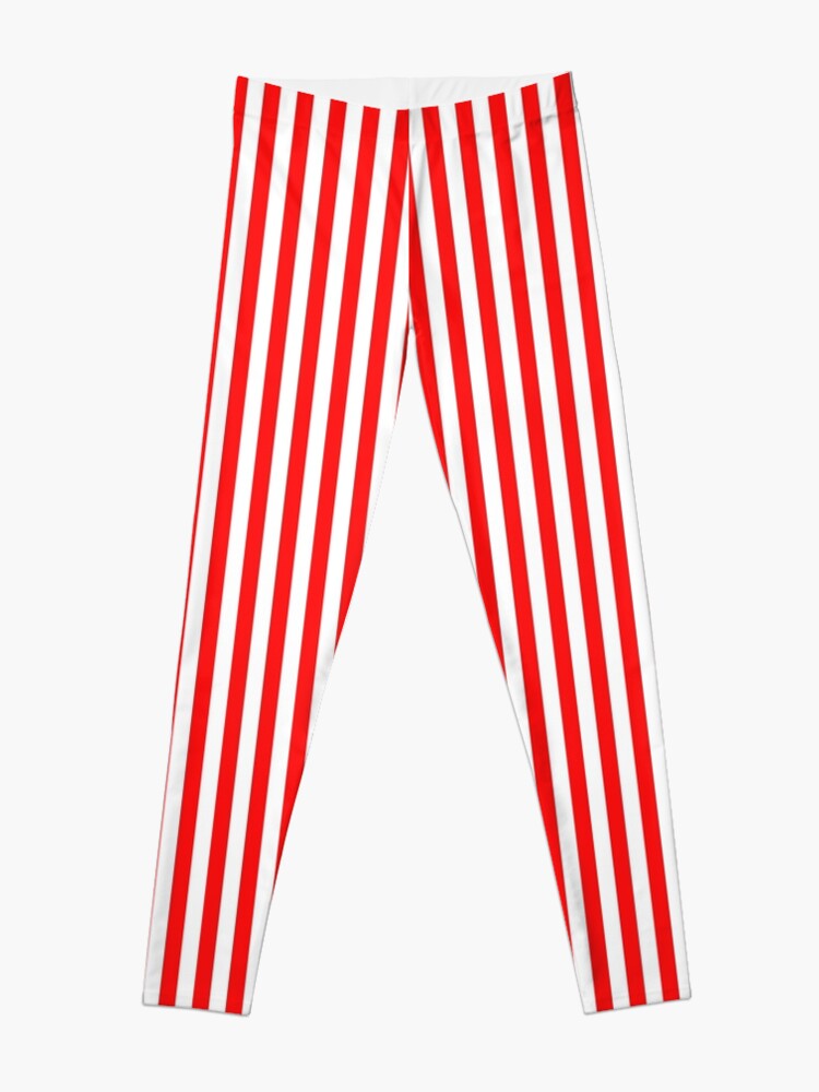 Red and White Striped Slimming Dress Leggings for Sale by