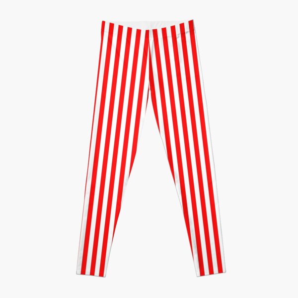 Horizontal Red And White Stripe Leggings