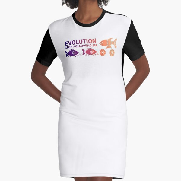 Evolution Stop Following Me Graphic T-Shirt Dress